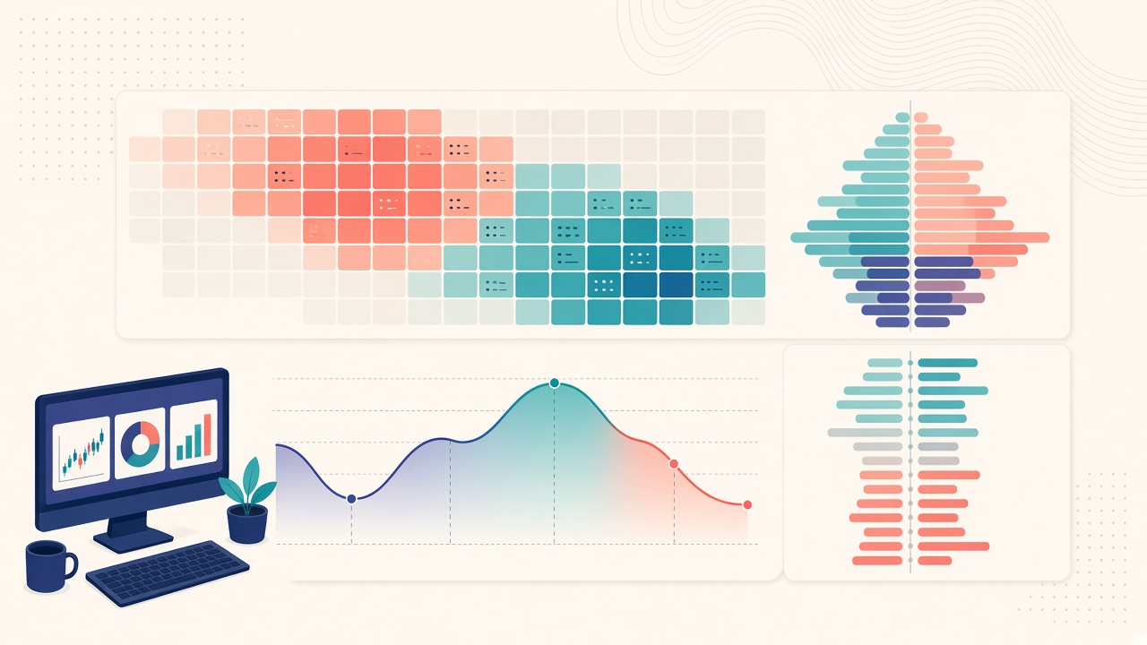 Order flow footprint, delta, and volume profile
